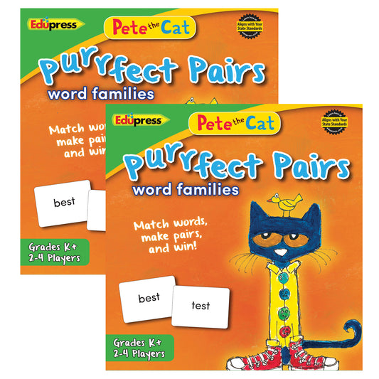 Pete the Cat Purrfect Pairs Game: Word Families, Grade K+, Pack of 2