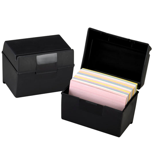 Oxford® Plastic Index Card Box, 4" x 6", Bundle of 6