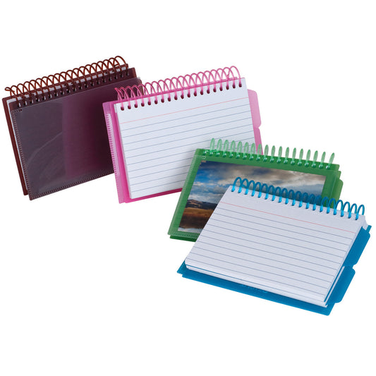 Spiral Index Cards with Poly Covers, 3" x 5", Assorted