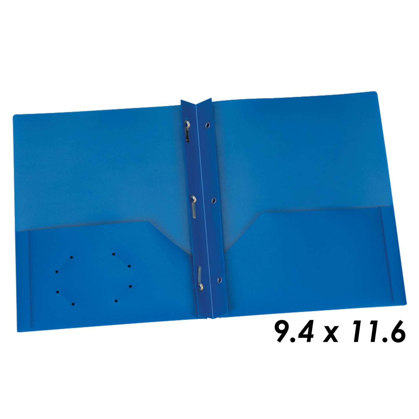 Blue Poly Two Pocket Portfolio with Prongs, Pack of 25