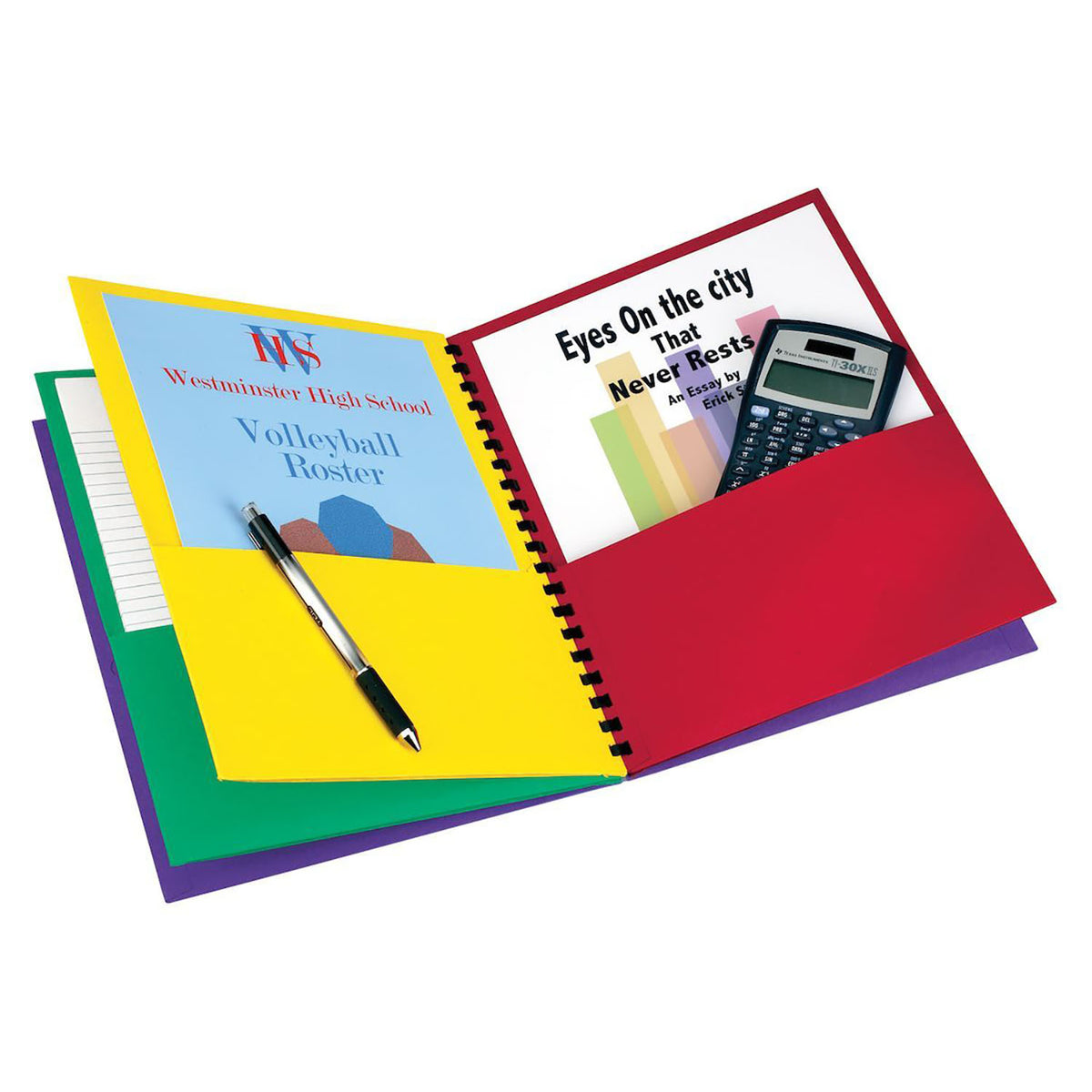 8 Pockets File Folder Paper 8-Pocket Folders, Letter Size, Assorted Colors – Loomini