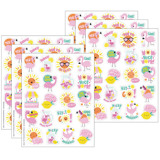 Flamingo Strawberry Lemonade Scented Stickers, 80 Per Pack, 6 Packs