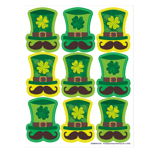 St. Pat's Hats Giant Stickers, Pack of 36