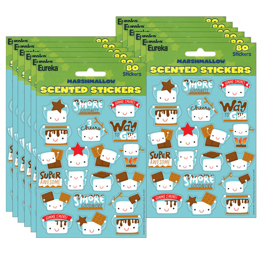 Marshmallow Scented Stickers 80 Per Pack, 12 Packs