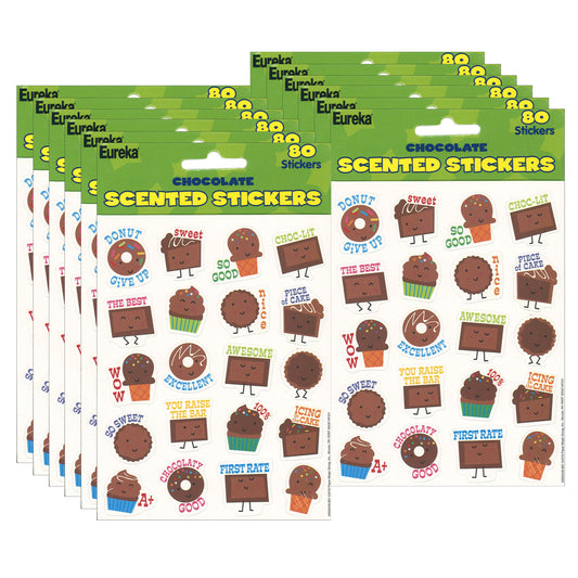 (12 PK) CHOCOLATE STICKERS SCENTED