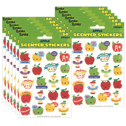 (12 PK) APPLE STICKERS SCENTED