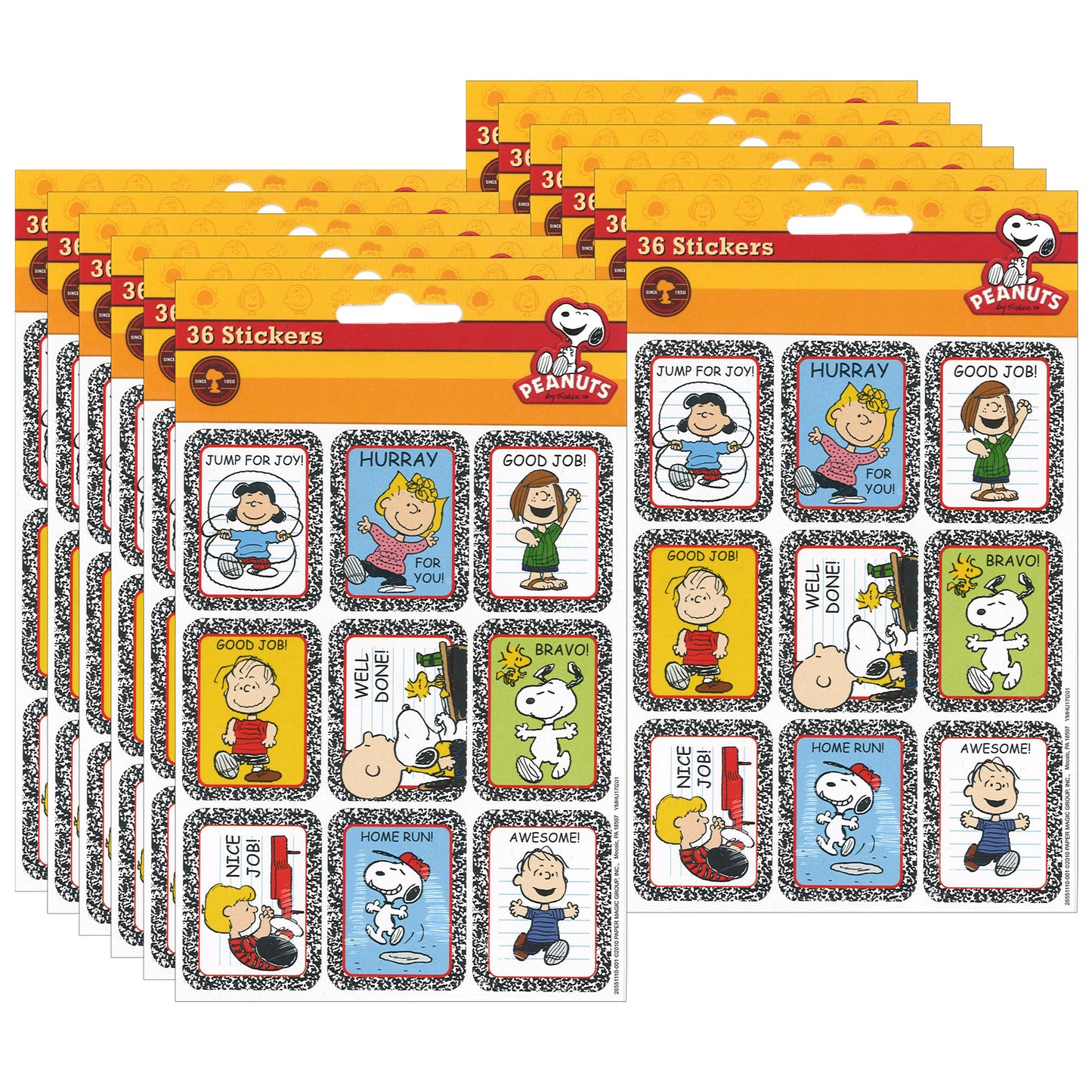 (12 PK) STICKERS PEANUTS CHARACTERS