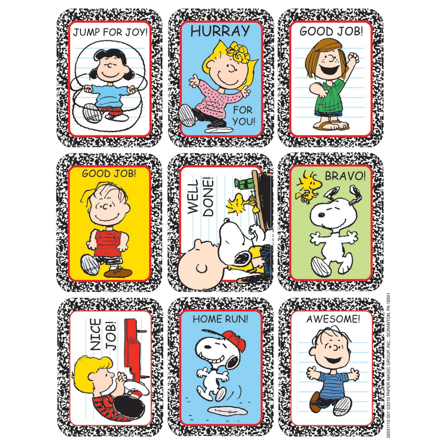 (12 PK) STICKERS PEANUTS CHARACTERS