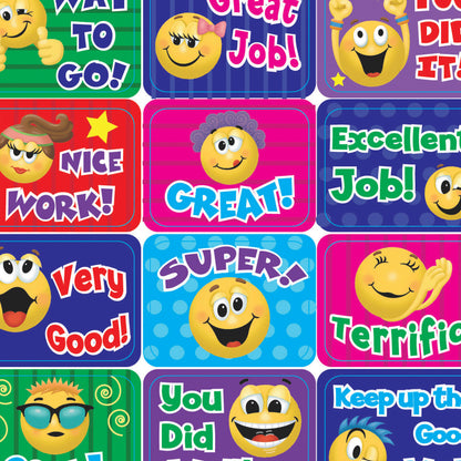 Emoticons Success Stickers, 120 Per Pack, 12 Packs