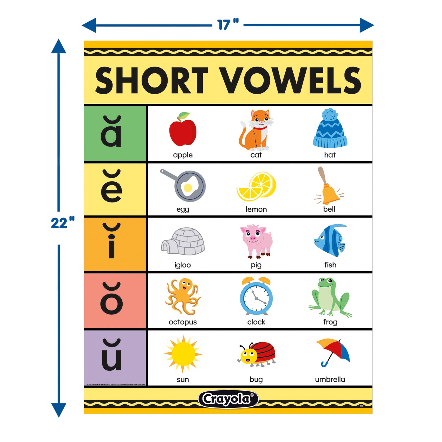Crayola® Short Vowels Chart, 17" x 22"