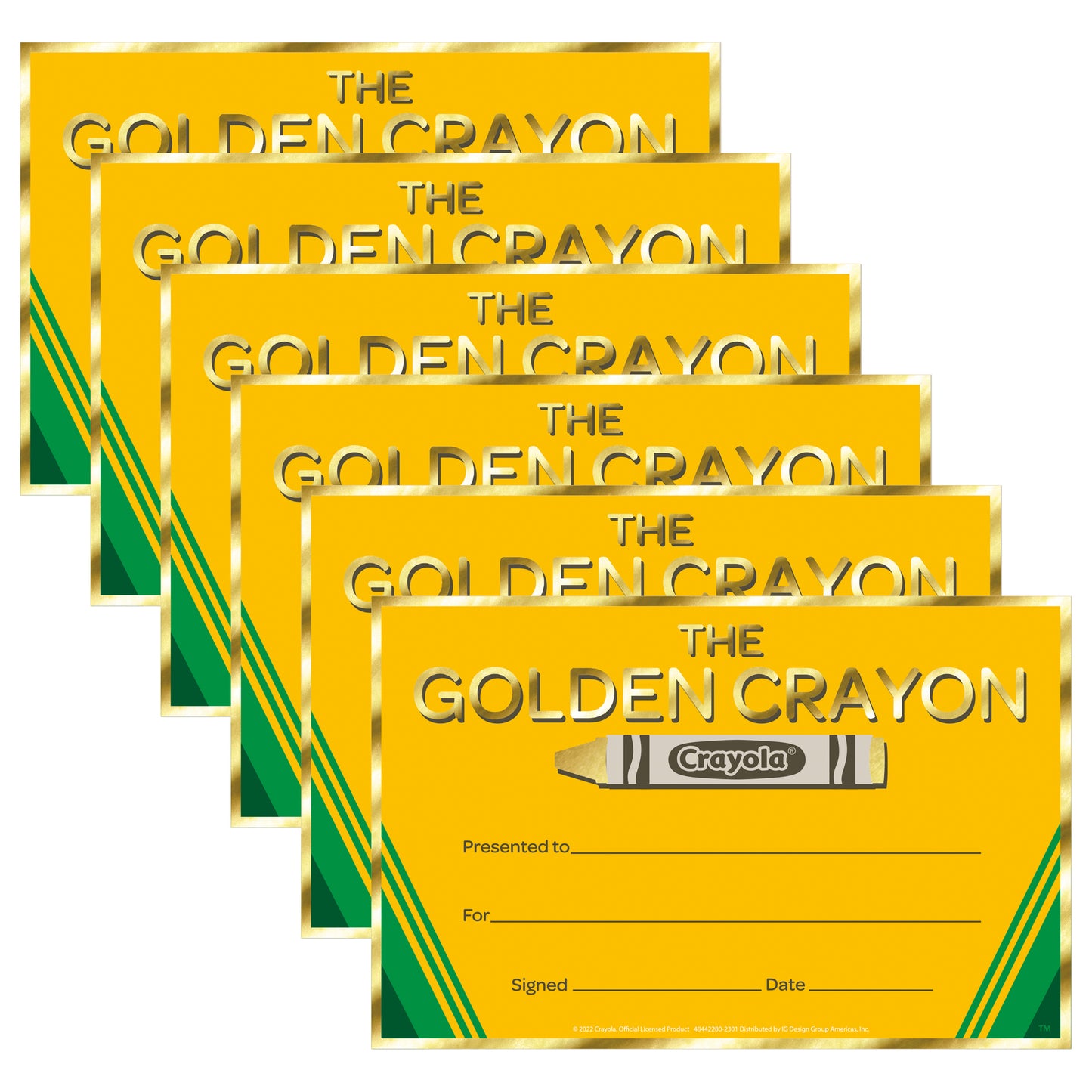 Crayola® Gold Crayon Recognition Award, 36 Per Pack, 6 Packs