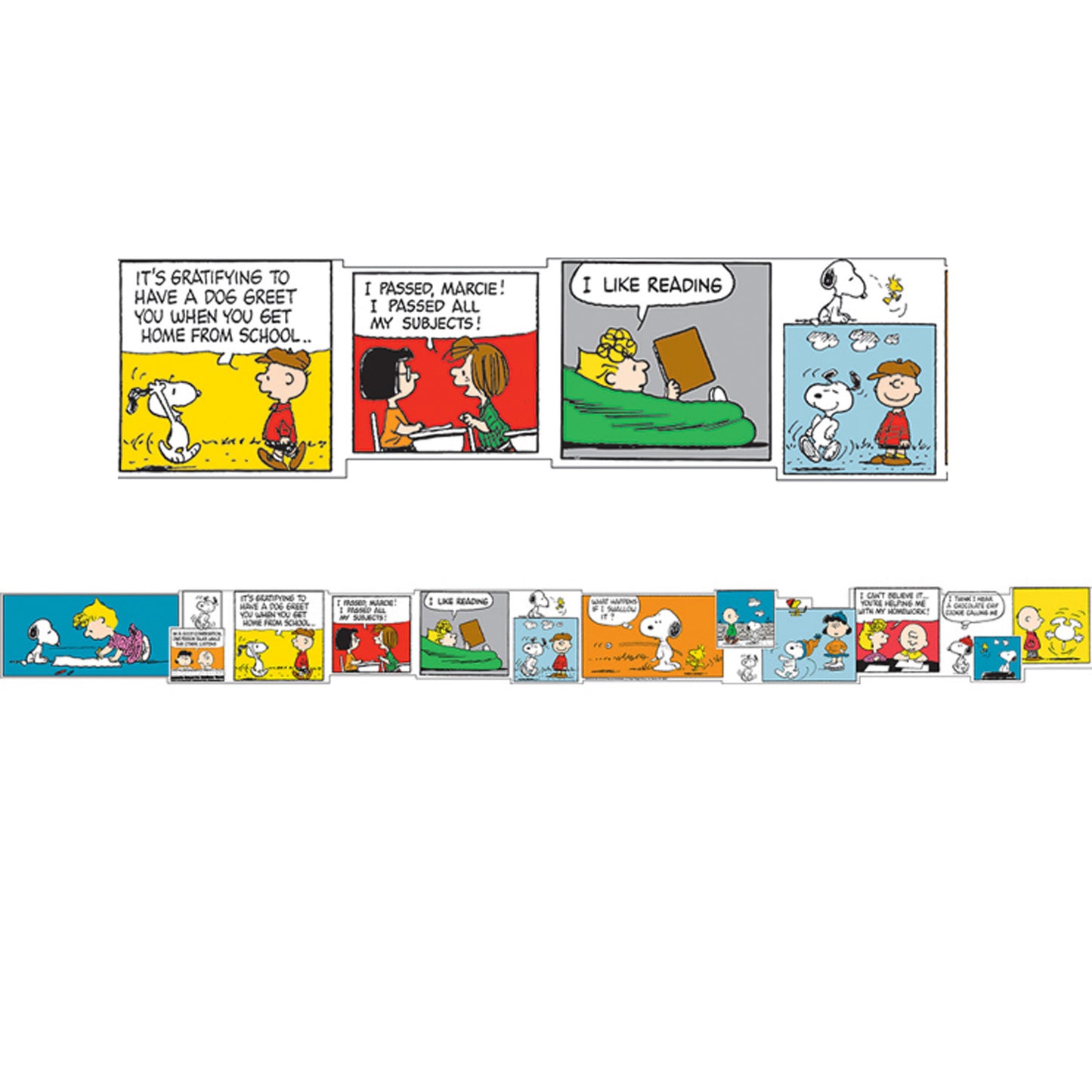 Peanuts® Comic Blocks Extra Wide Die Cut Deco Trim®, 12 strips/pkg, Set of 6 packs