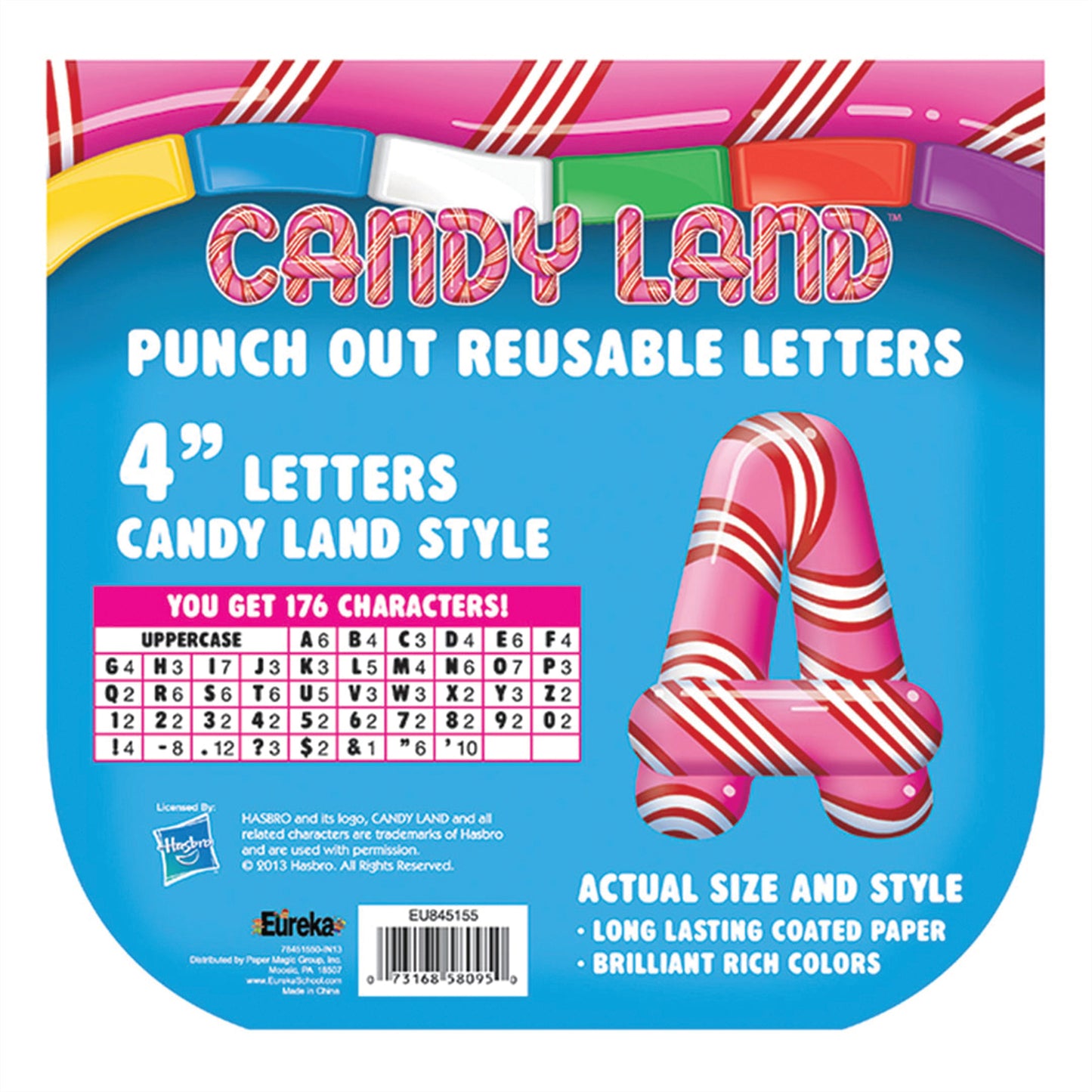 (6 PK) CANDY LAND PEPPER STRIPES DECO LETTERS