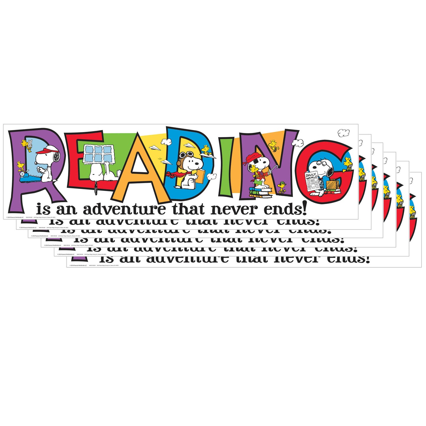 Peanuts® Reading is an Adventure Banner, Pack of 6