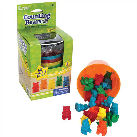 Counting Bears w/ Cups, 55 Per Pack, 3 Packs