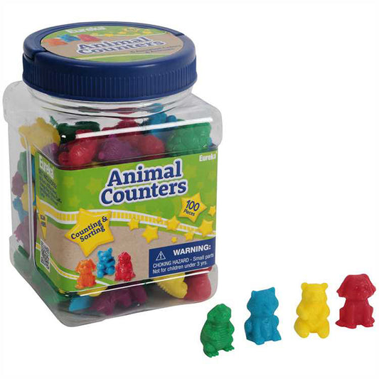 Tub of Animal Counters, 100 Per Pack, 3 Packs