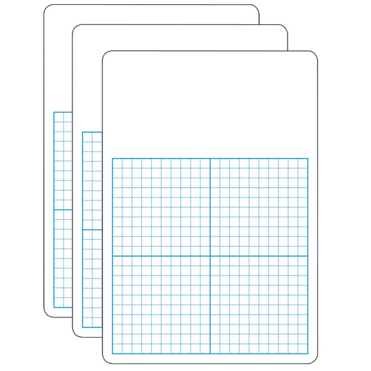 1/2" Graph Dry Erase Board, 11" x 16" Single, Pack of 3