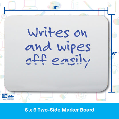 Two-Sided Dry Erase Board, 6" x 9", White, Pack of 12