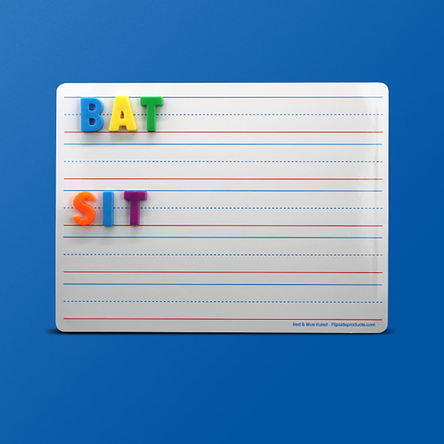 Magnetic Dry Erase Learning Mat, Two-Sided Red & Blue Ruled/Plain, 9" x 12", Pack of 48