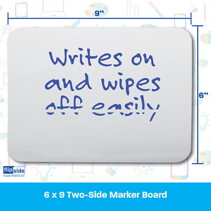 Two-Sided Dry Erase Marker Boards, 6" x 9", Class Pack of 12