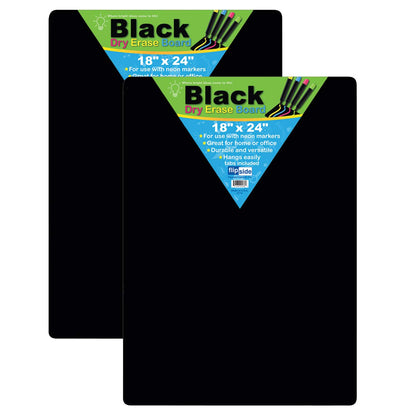 Black Dry Erase Board, 18" x 24", Pack of 2