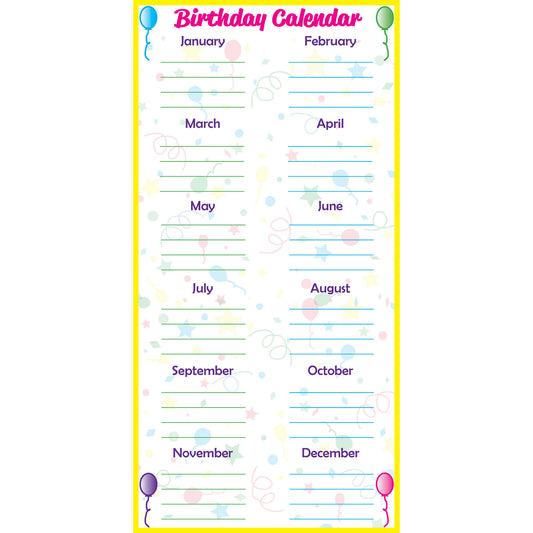 Low-Tac Birthday Calendar Vertical