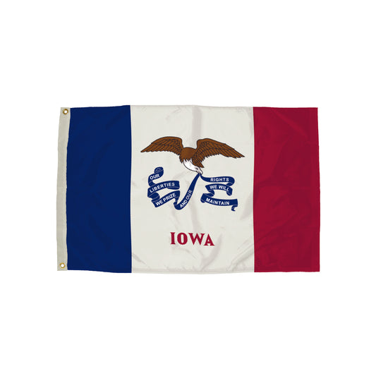 Durawavez Nylon Outdoor Flag with Heading & Grommets, Iowa, 3ft x 5ft
