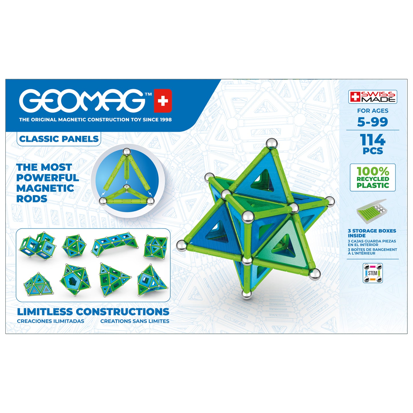 Geomag™ Green Line Panels, 114 Pieces
