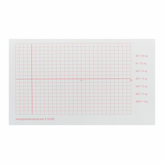 Graphing 3M Post-it® Notes, 3" x 5", Trigonometry Grid, Radian, 3 Pads