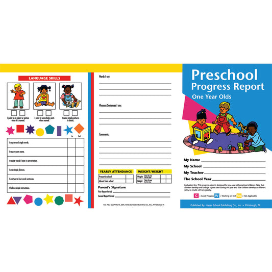 Preschool Progress Report, For 1 Year Olds, Pack of 10, Bundle of 6 Packs