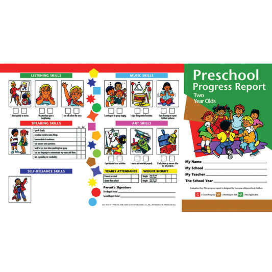 Preschool Progress Report, Two Year Olds, 10 Per Pack, 6 Packs