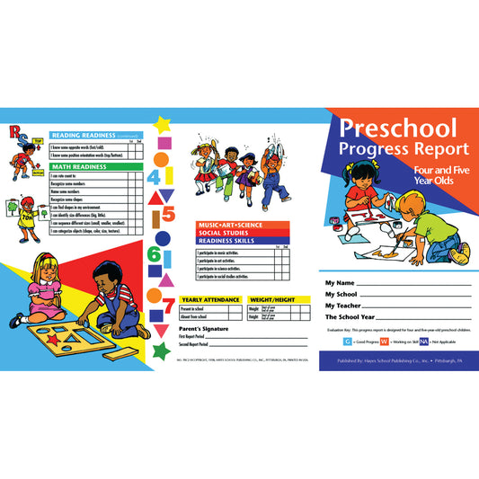 Preschool Progress Report, Four  & Five Year Olds, 10 Per Pack, 6 Packs