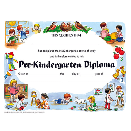 Pre-Kindergarten Diploma, 8.5" x 11", Pack of 30