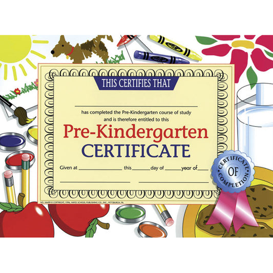 Pre-Kindergarten Certificate, 8.5" x 11", Pack of 30