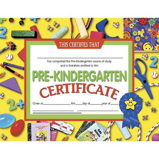 Pre-Kindergarten Certificate, 8.5" x 11", Pack of 30