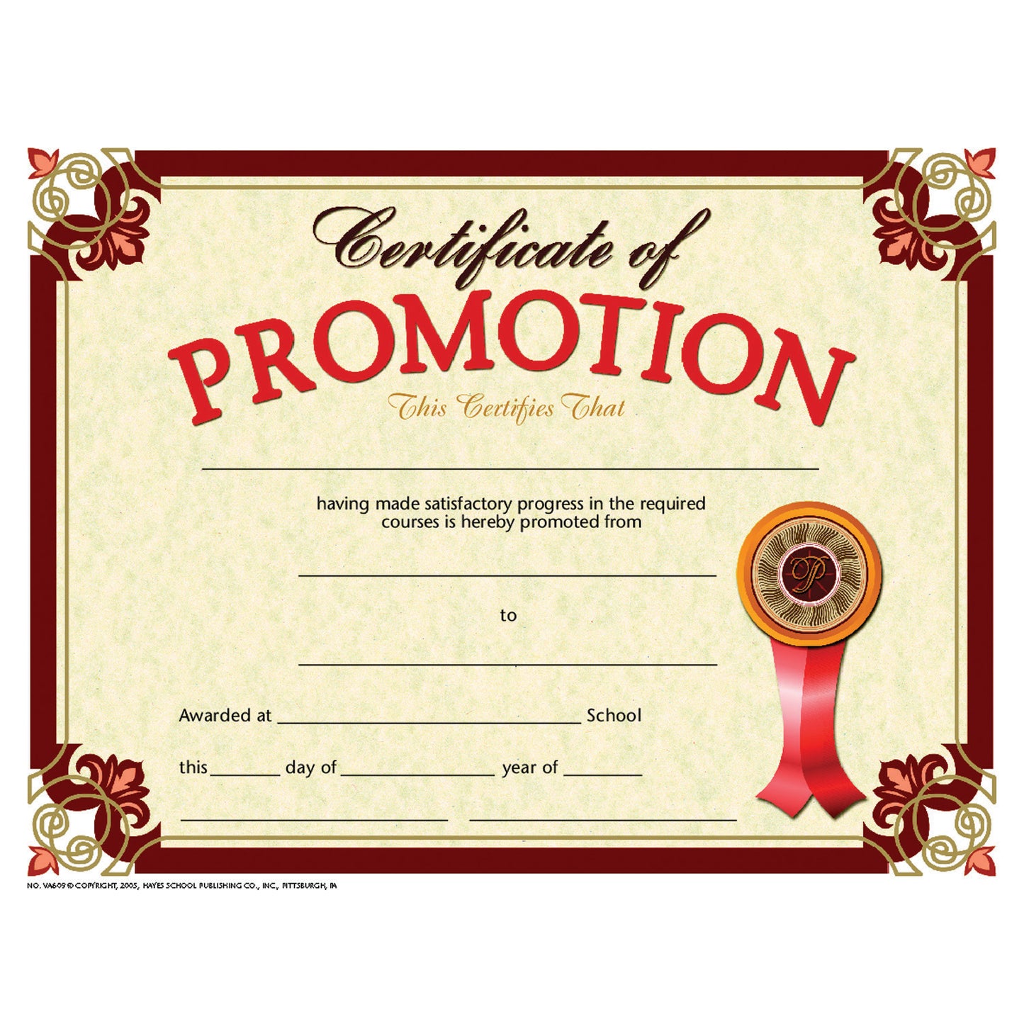 Certificate of Promotion, 30 Per Pack, 6 Packs