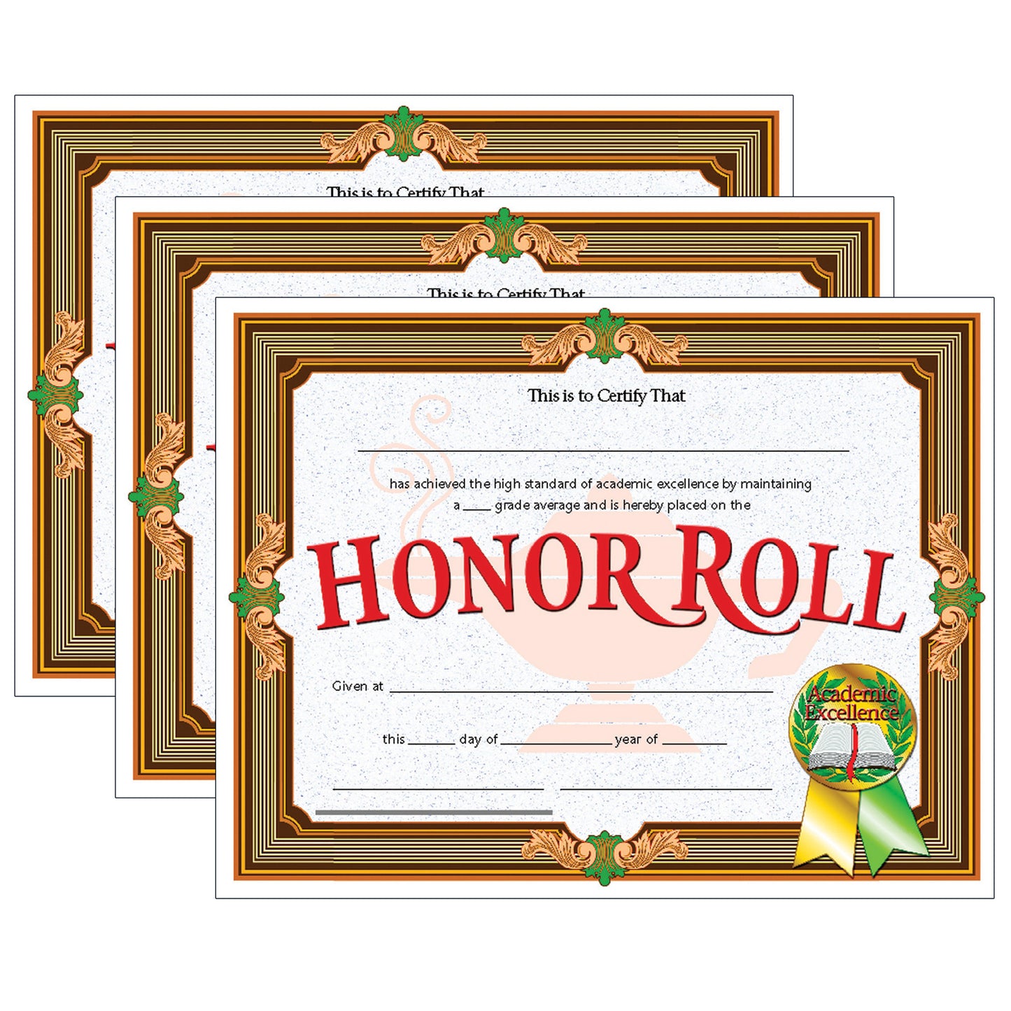 Honor Roll Certificate, 30 Per Pack, 3 Packs