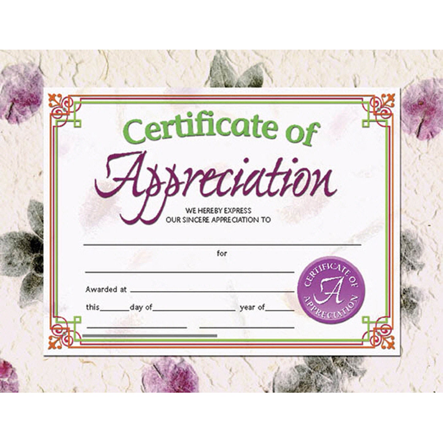 Certificate of Appreciation, 30 Per Pack, 3 Packs