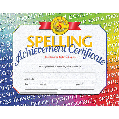 Spelling Achievement Certificate, 30 Per Pack, 6 Packs