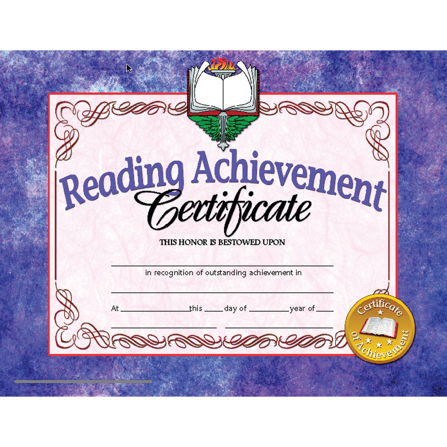 Reading Achievement Certificate, 30 Per Pack, 6 Packs