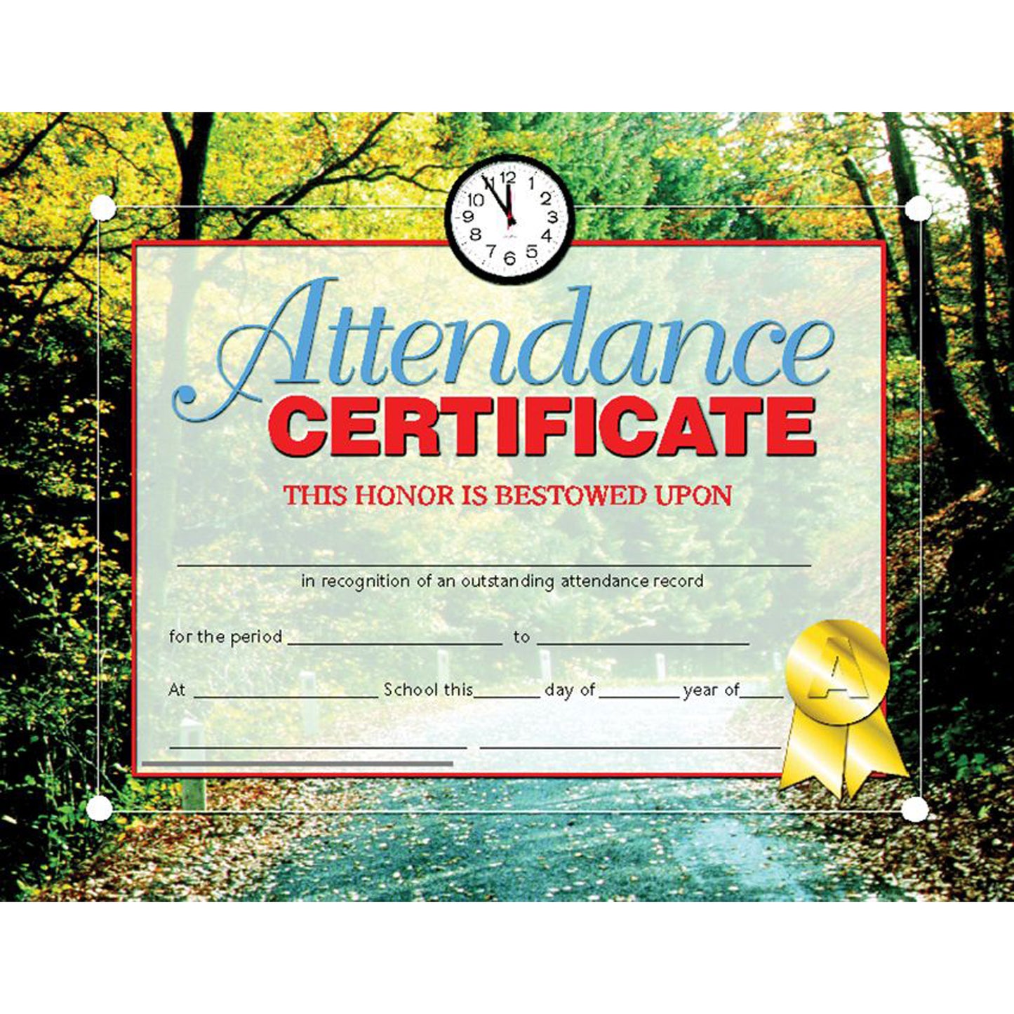 Attendance Certificate, 30 Per Pack, 3 Packs