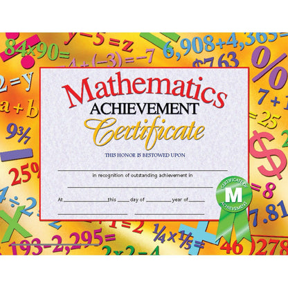 Mathematics Achievement Certificate, 30 Per Pack, 3 Packs - Loomini