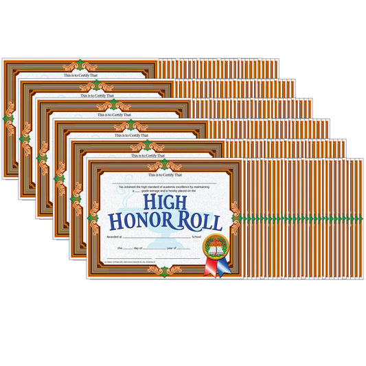 High Honor Roll Certificate, 8.5" x 11", 30 Per Pack, 6 Packs