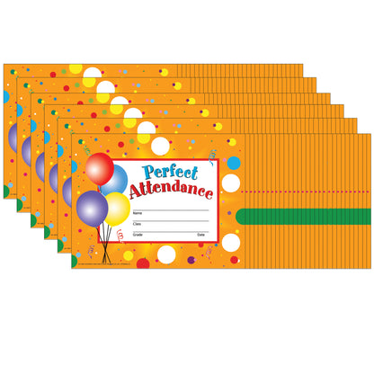 Perfect Attendance Certificates & Reward Seals, 30 Per Pack, 6 Packs