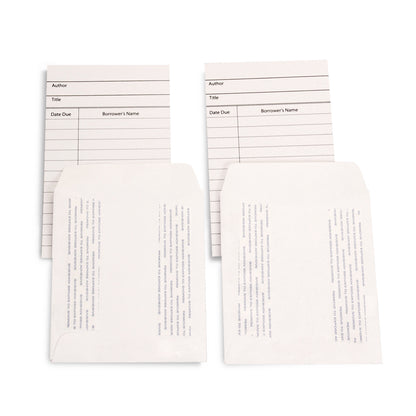 Library Cards & Self-Adhesive Pockets Combo, White, 30 Each/60 Pieces Per Pack, 3 Packs