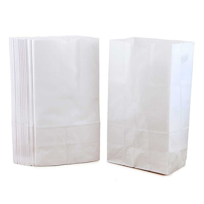 Large Gusseted Paper Bags, 6" x 3.5" x 11", White, 100/Pack