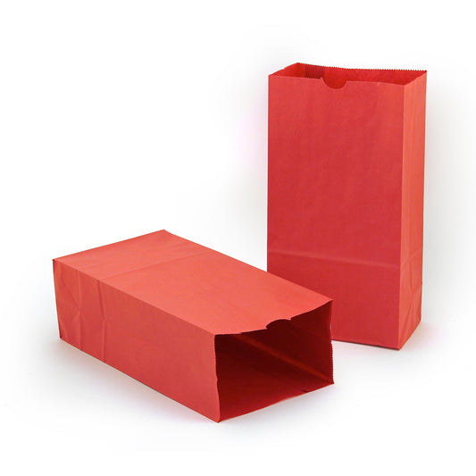 Gusseted Paper Bags, Size #6, Red, 50 Per Pack, 2 Packs