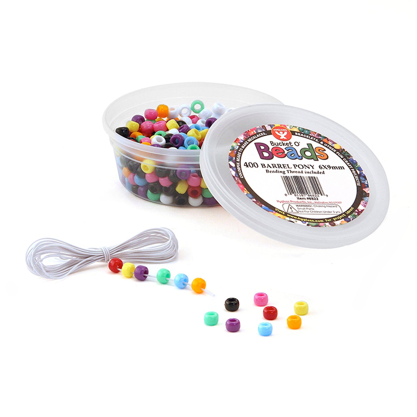 Bucket O’ Beads, Barrel Pony, 6 x 9 mm, 400 Per Pack, 5 Packs