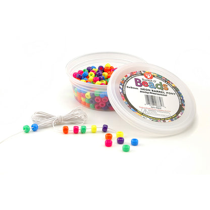 Bucket O’ Beads, Neon Barrel Pony, 6 x 9 mm, 375 Per Pack, 5 Packs