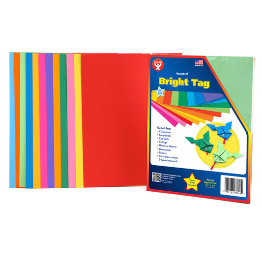 Bright Tag, 8-1/2" x 11", 12 Assorted Colors, 48 Sheets